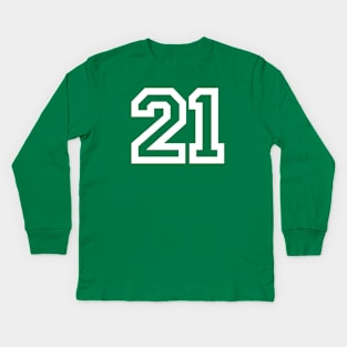 Sports Shirt #21 (white letters) Kids Long Sleeve T-Shirt